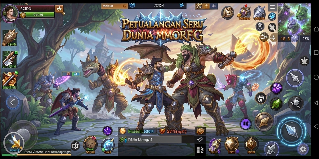 Screenshot utama menampilkan aksi epic dalam gameplay MMORPG 62IDN.
