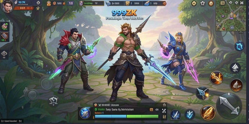 Screenshot utama 999ZK menampilkan aksi seru dalam pertempuran MMORPG.