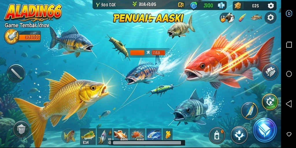 Tampilan gameplay ALADIN66 dengan aksi menembak ikan yang seru.