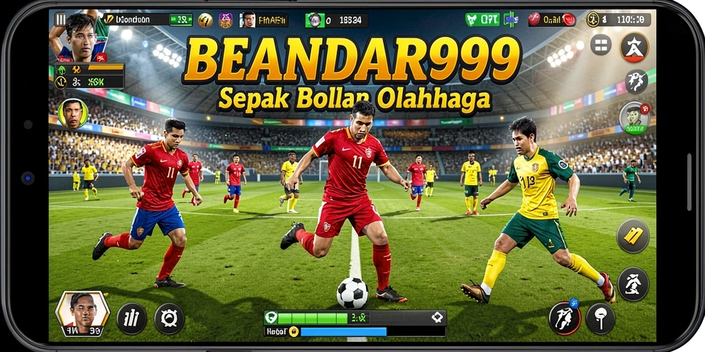 Tangkapan layar permainan BANDAR99 menunjukkan aksi sepak bola yang mendebarkan.