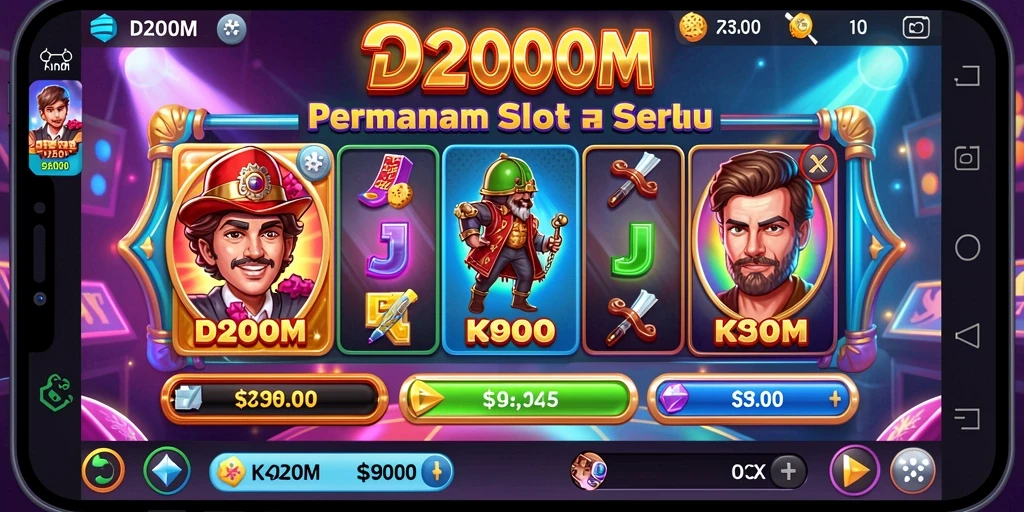 Screenshot D200M menampilkan gameplay Slot yang mendebarkan dan grafis menarik.