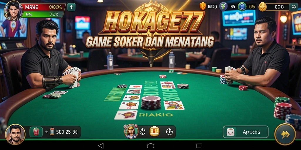 Tampilan gameplay Poker yang mendebarkan di HOKAGE77.