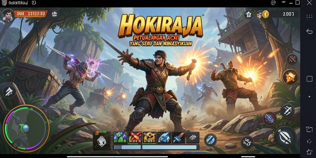 Tampilan gameplay HOKIRAJA yang penuh aksi dan tantangan.