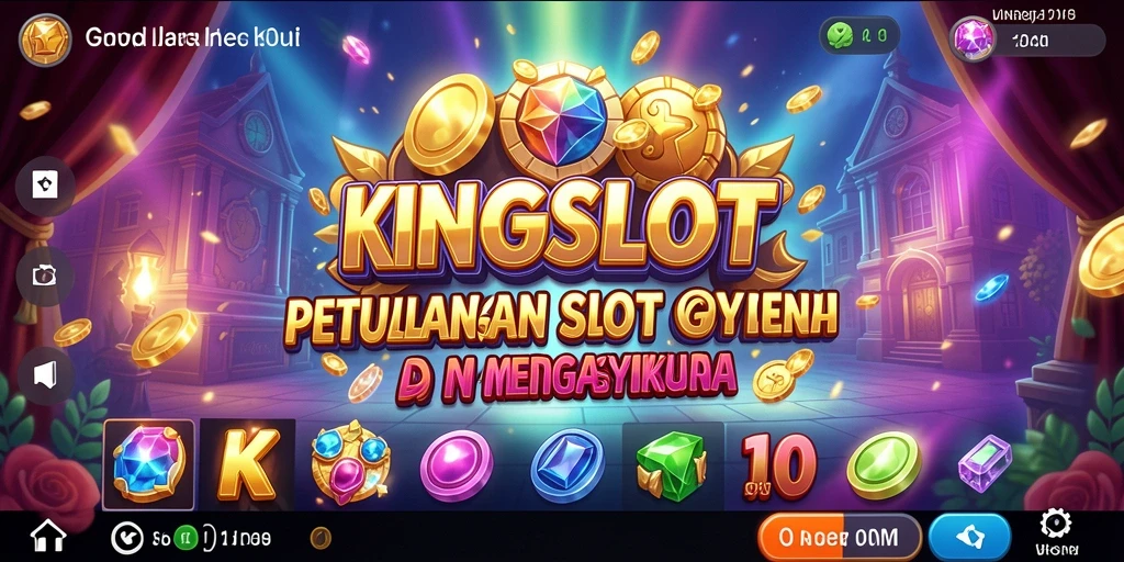 Tampilan gameplay seru dalam KINGSLOT dengan gulungan yang berputar.