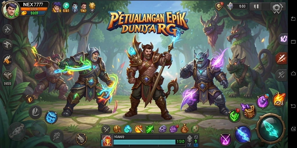 Screenshot gameplay NEX777 menunjukkan petualangan epik di dunia RPG.