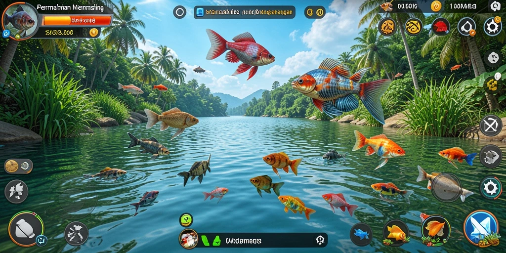 Tampilan gameplay menarik dari OKGAMES yang penuh dengan aksi memancing.