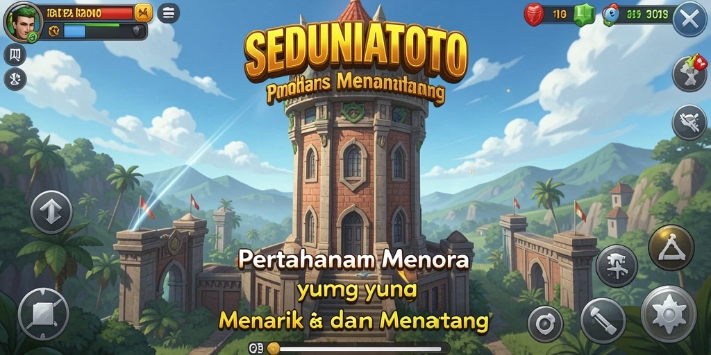 Gameplay seru dalam SEDUNIATOTO dengan menara pertahanan yang strategis.