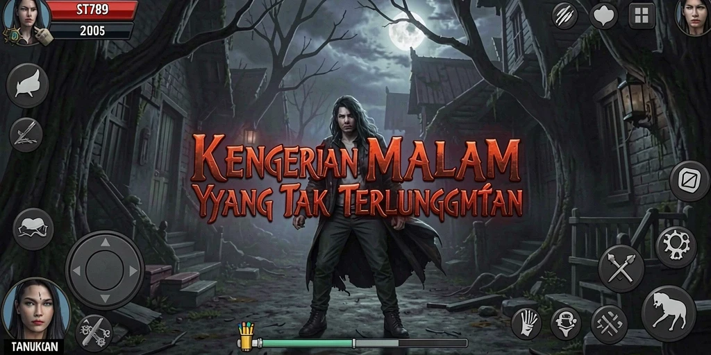 Tampilan gameplay ST789 yang menegangkan dan menyeramkan di dalam rumah angker.
