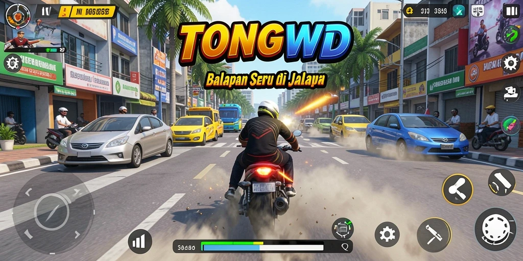 Tampilan seru dari gameplay balapan TONGWD.