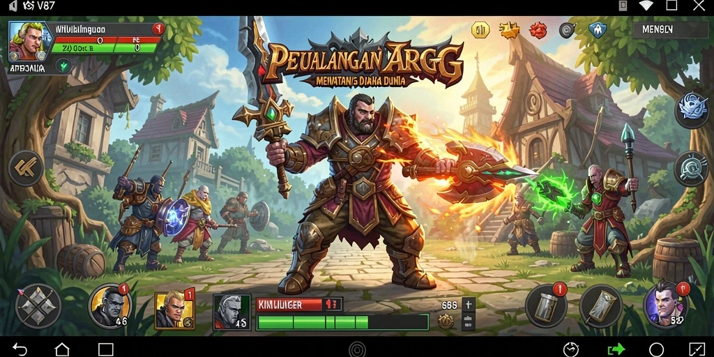 Tangkapan layar utama V87 menampilkan aksi pertempuran yang mendebarkan di dunia ARPG.
